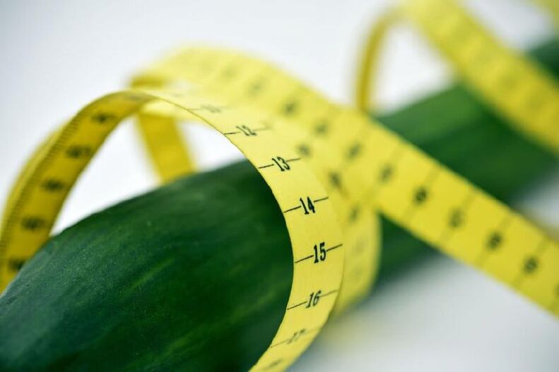 Penis measurement with cucumber as an example